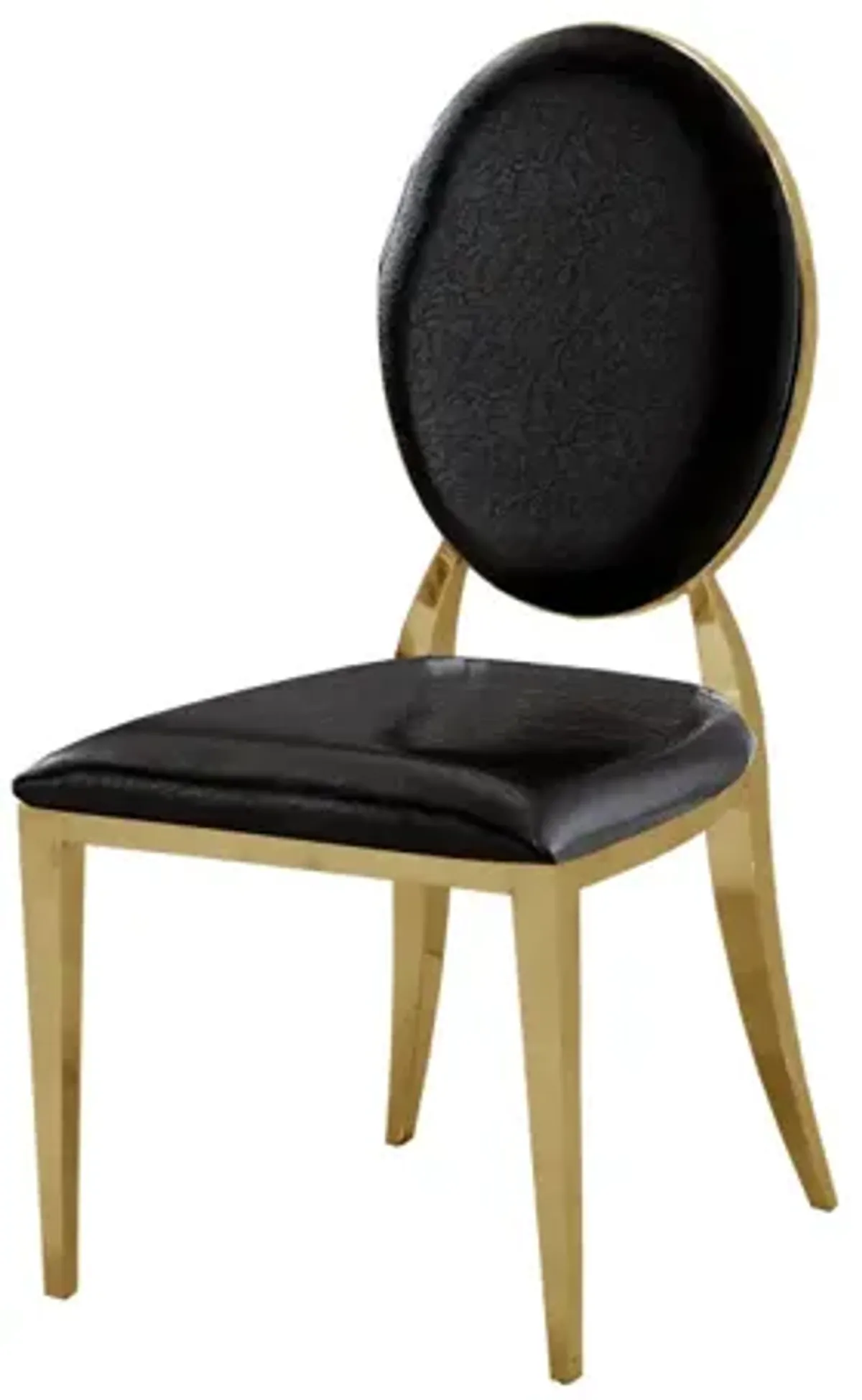 Leatherette Dining Chair Set Of 2, Oval Backrest Design And Stainless Steel Legs