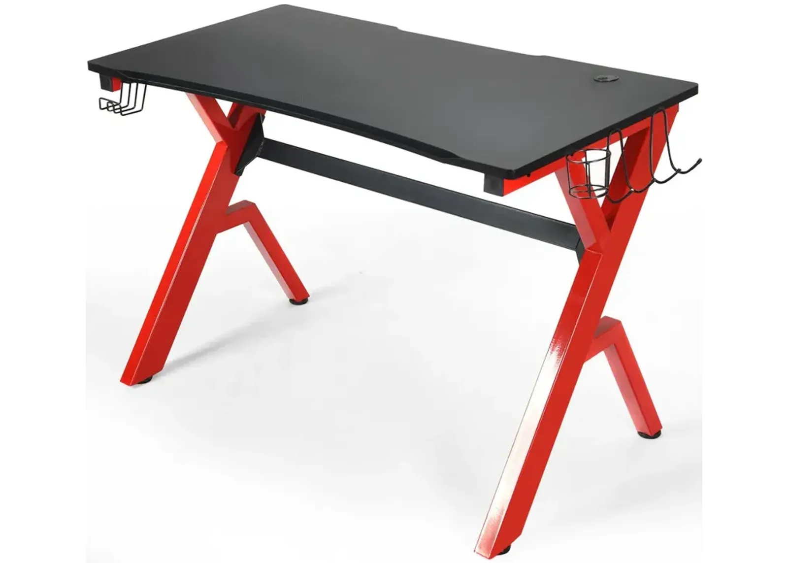 Ergonomic Gaming Desk with Carbon Fiber Surface and R-Shape Steel Frame