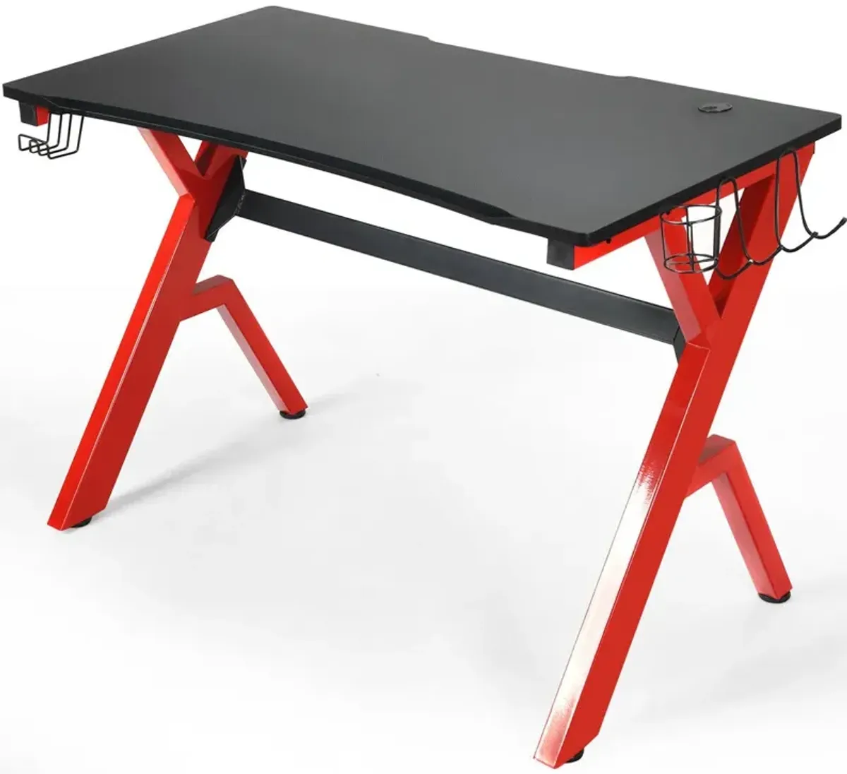 Ergonomic Gaming Desk with Carbon Fiber Surface and R-Shape Steel Frame