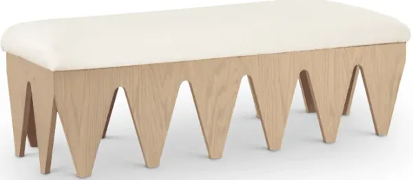 Meridian Furniture Altair Cream Velour Fur Fabric Bench