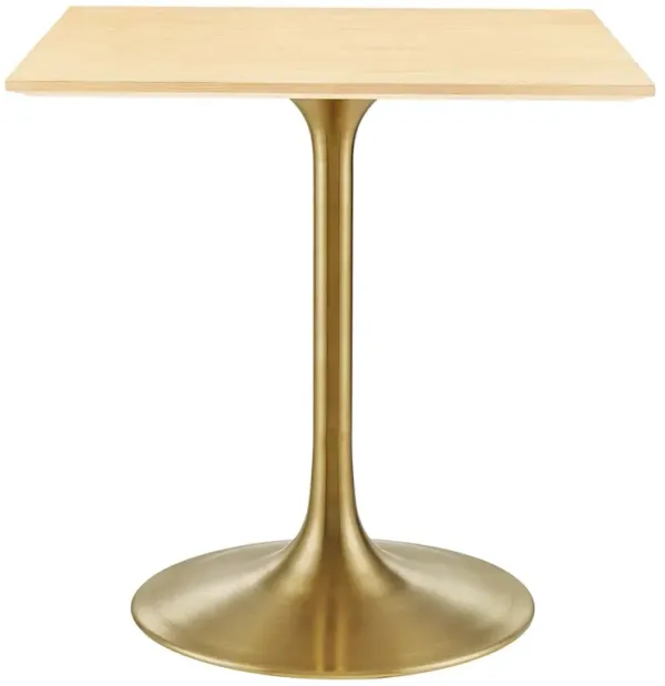 Modway - Lippa 28" Square Wood Grain Dining Table Gold Natural