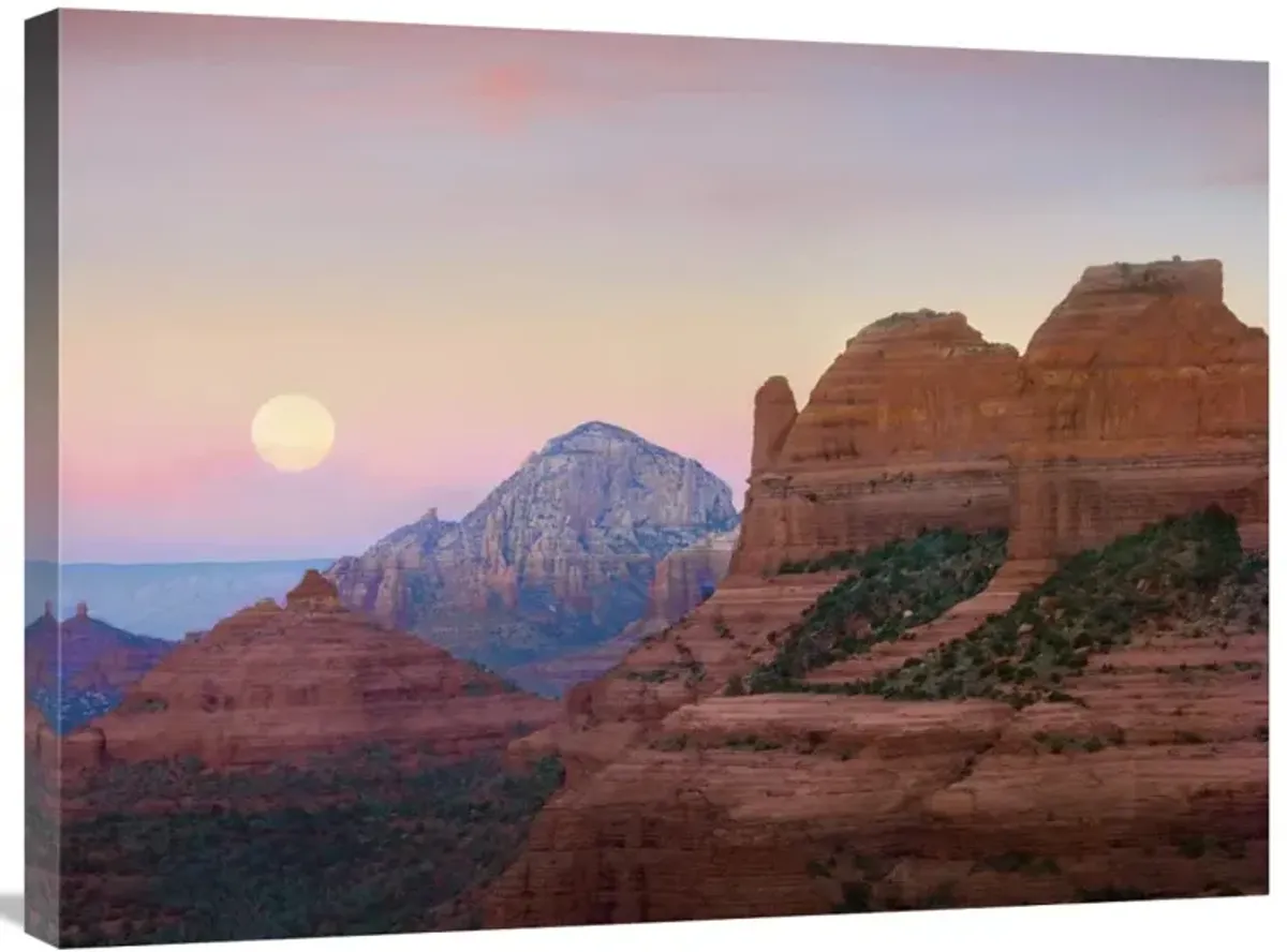 Moon setting as seen from Shelby Hill, Sedona, Arizona-Canvas Art-32x24
