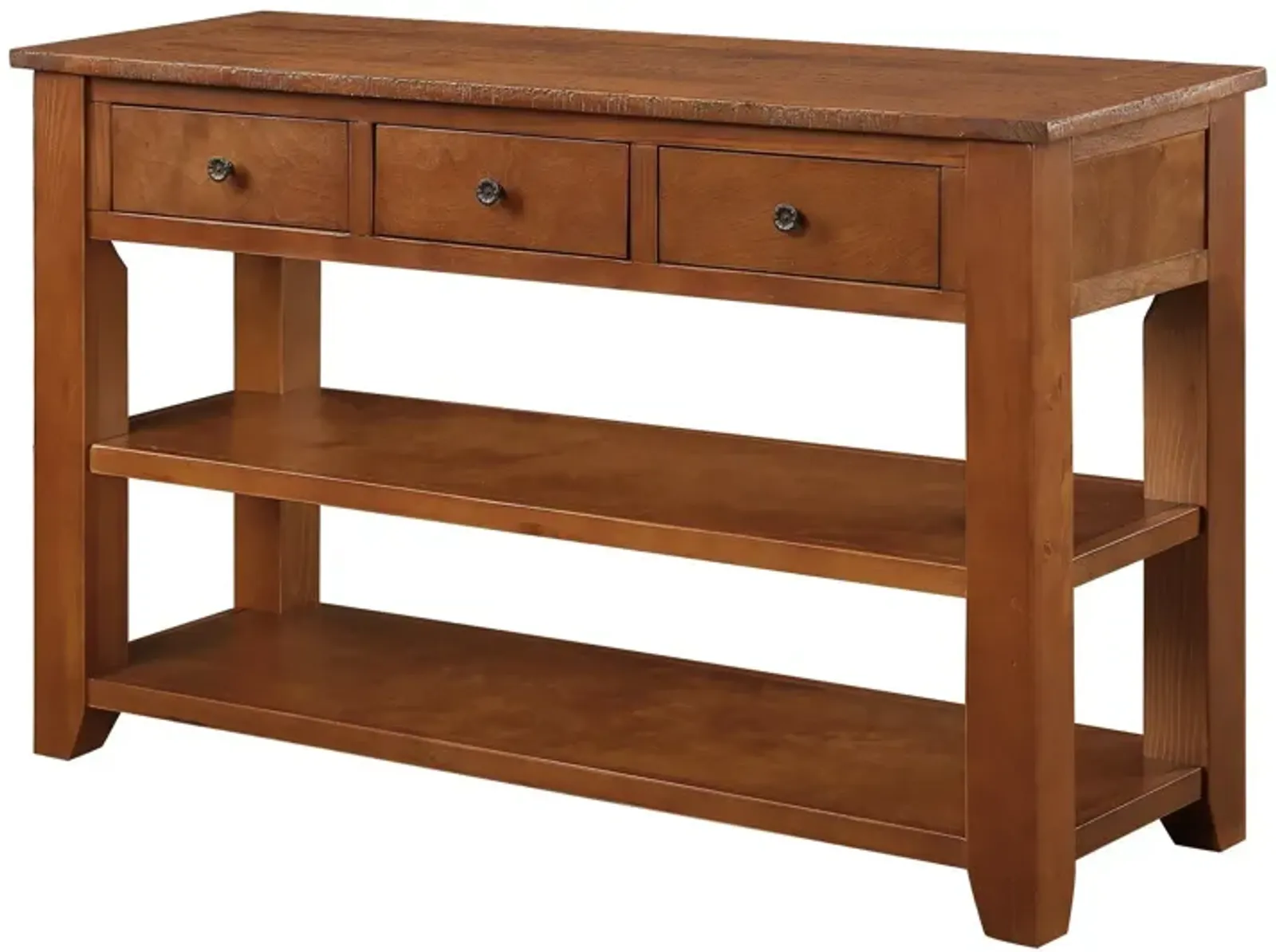 Gewnee 48" Solid Pine Wood Console Table with Storage Drawers, Brown