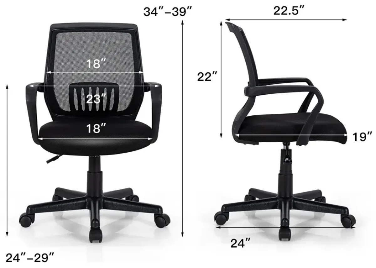 Mid-Back Mesh Height Adjustable Executive Chair with Lumbar Support