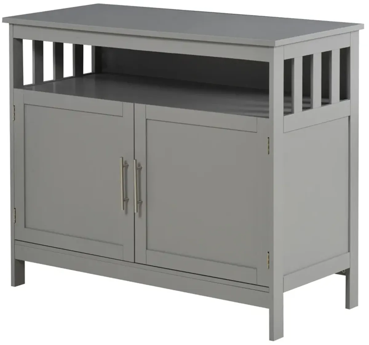 Gray Kitchen Organizer: Wooden Buffet Console with Cabinet and Shelf