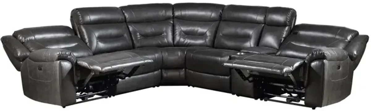 Leather-Aire Sectional Reclining Sofa Power Motion