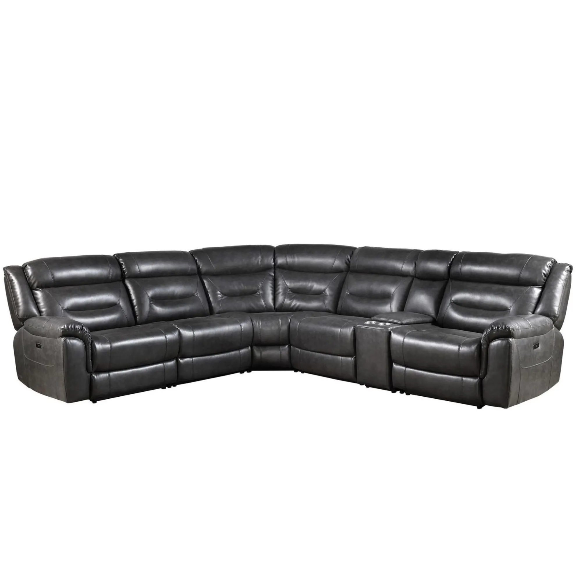 Leather-Aire Sectional Reclining Sofa Power Motion