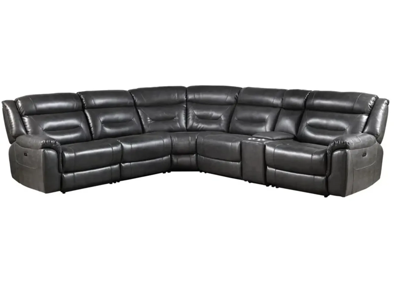 Leather-Aire Sectional Reclining Sofa Power Motion