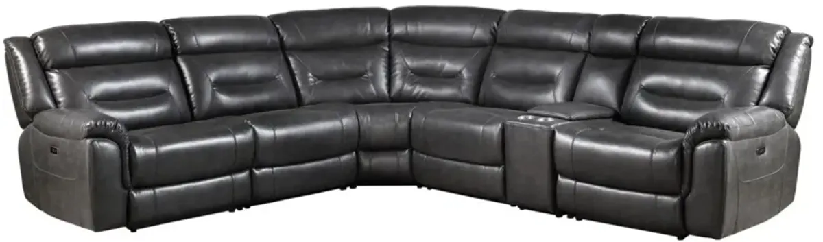 Leather-Aire Sectional Reclining Sofa Power Motion