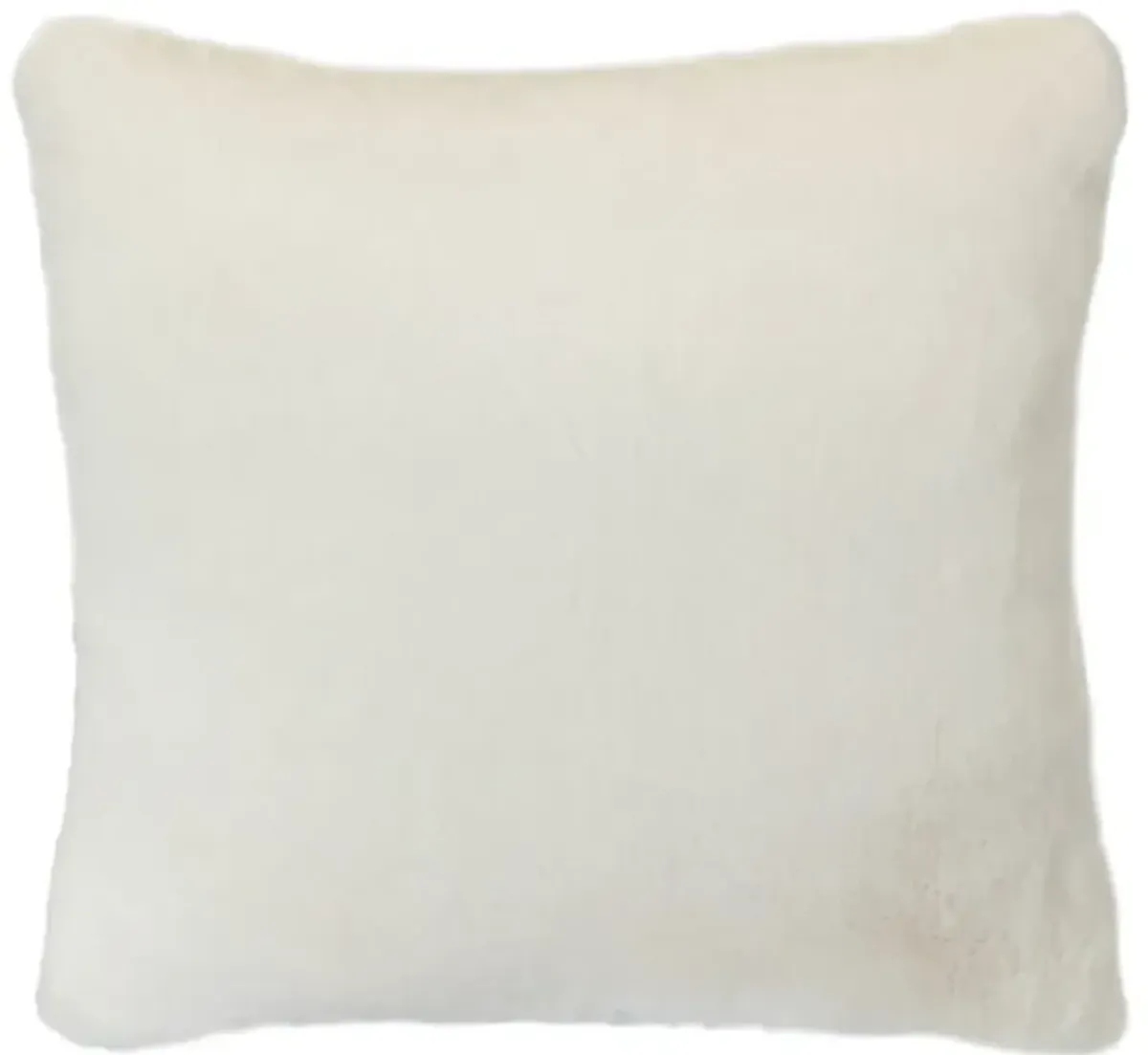 Faux Fur Pillow with Removable Cover and Zipper Closure, Set of 2, White-Benzara