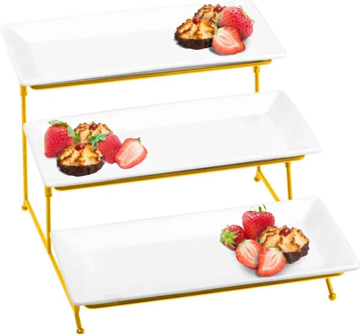 3-Tier Classic Ceramic Rectangular Serving Platter