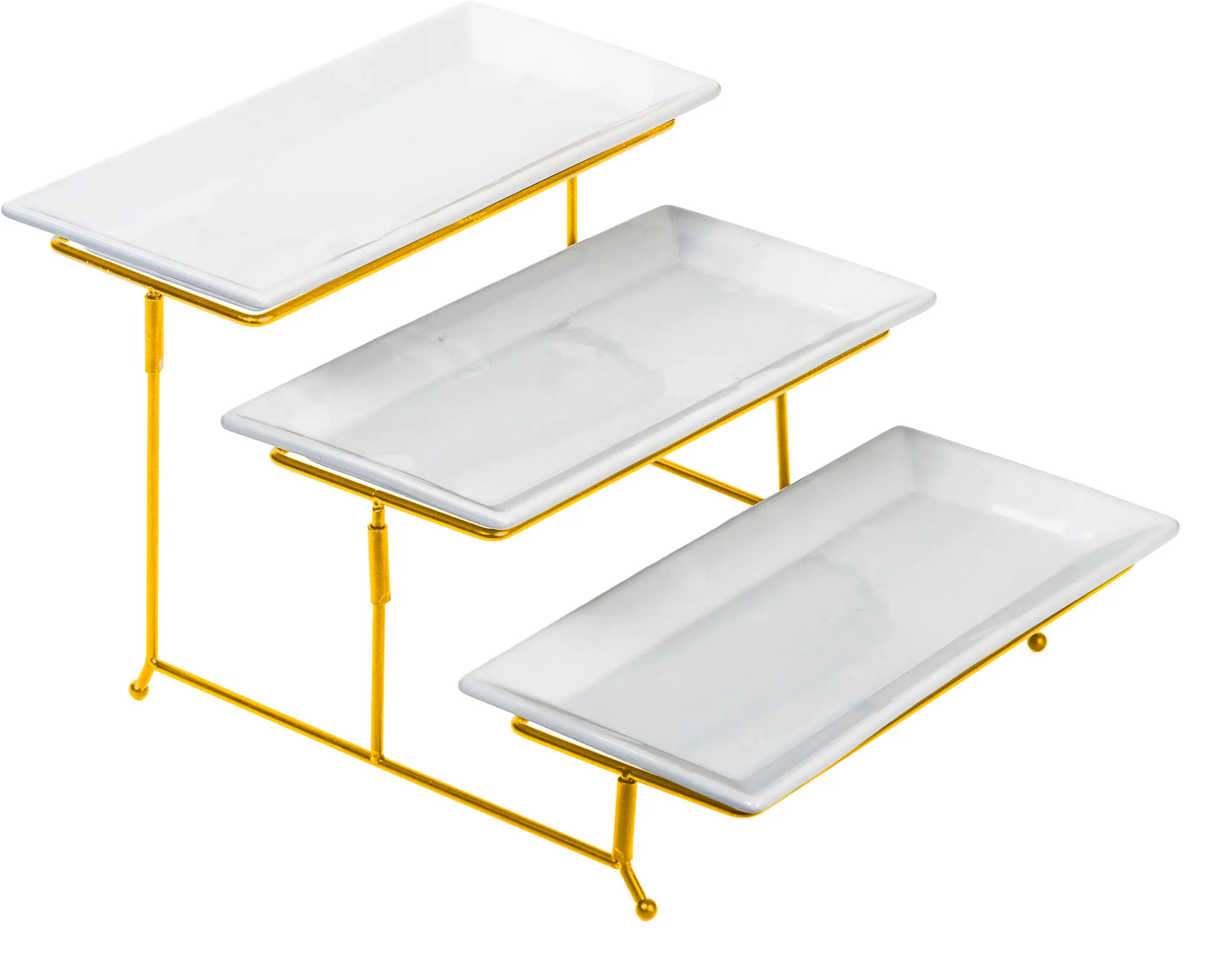 3-Tier Classic Ceramic Rectangular Serving Platter