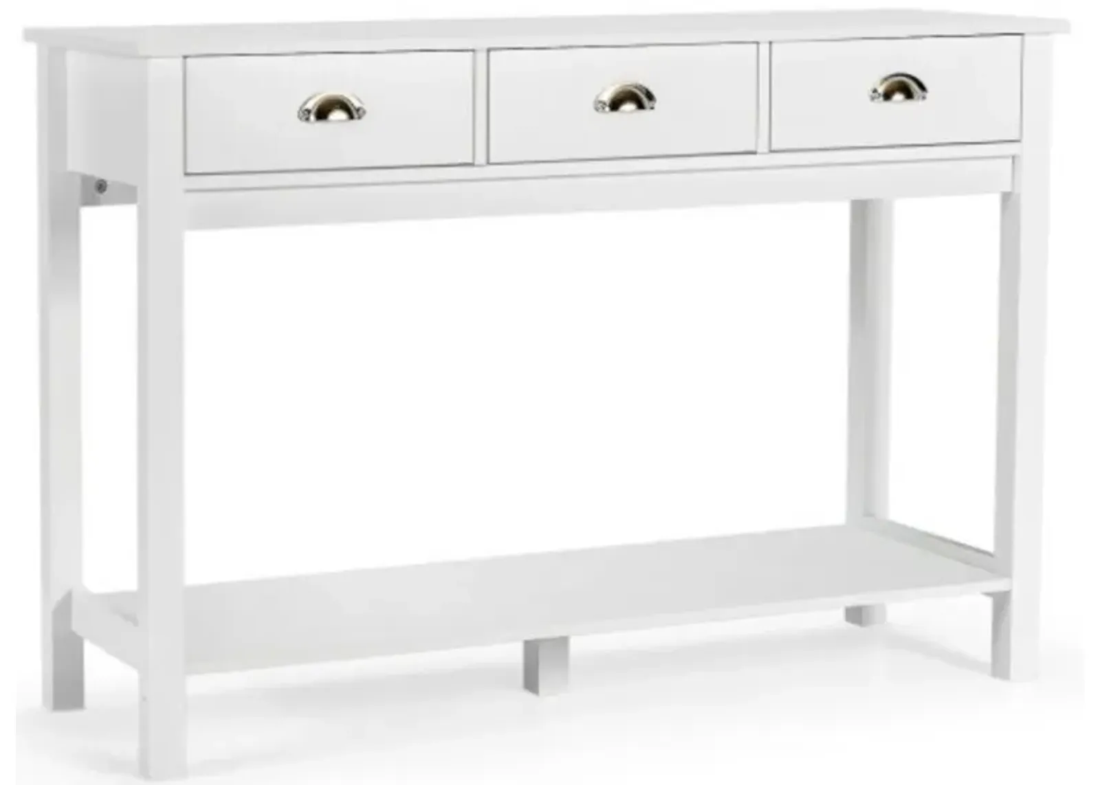 Modern Tall Entryway Table with 3 Drawers and 2 Tier Storage Shelves for Hallway and Living Room