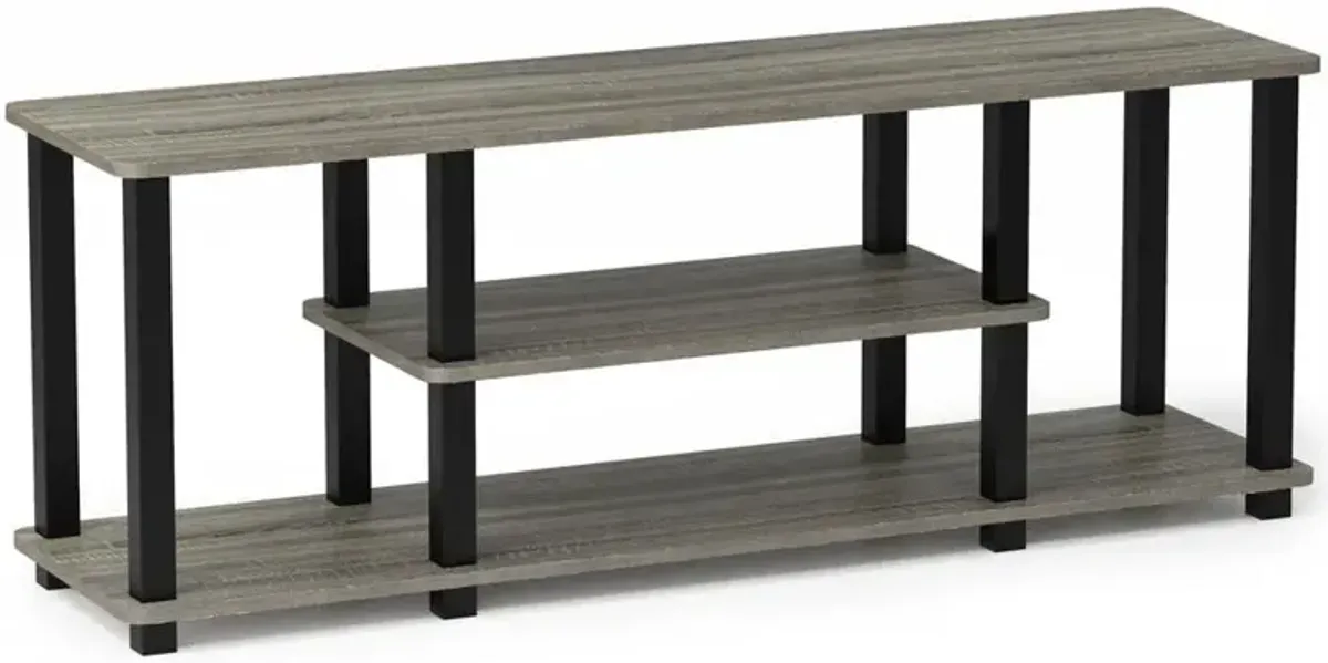 Furinno Turn-S-Tube No Tools 3D 3-Tier Entertainment TV Stands with Square Tube, French Oak Grey/Black, 18027GYW/BK