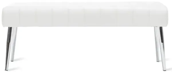 Mid-Century Modern End-of-Bed Bench with Upholstered Seat and Tapered Legs