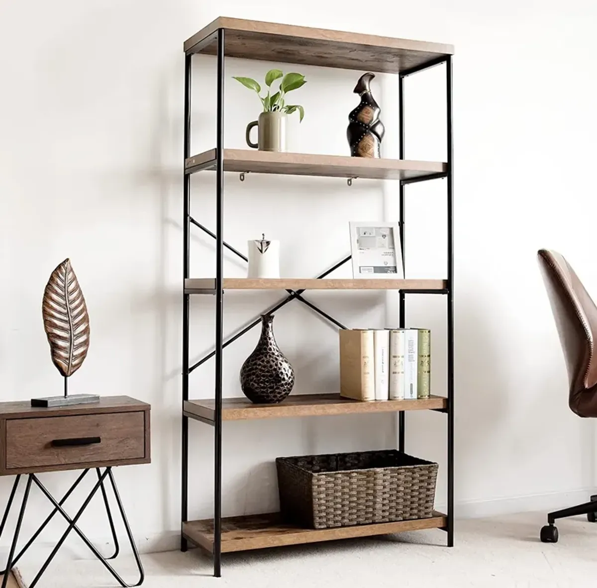 Multipurpose Open Bookcase Industrial Rack Wide Standing Storage Shelf