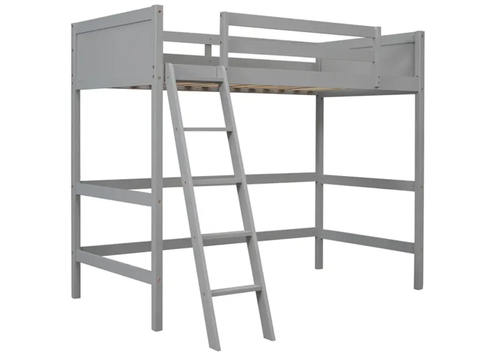 Solid Wood Twin Size Loft Bed with Ladder