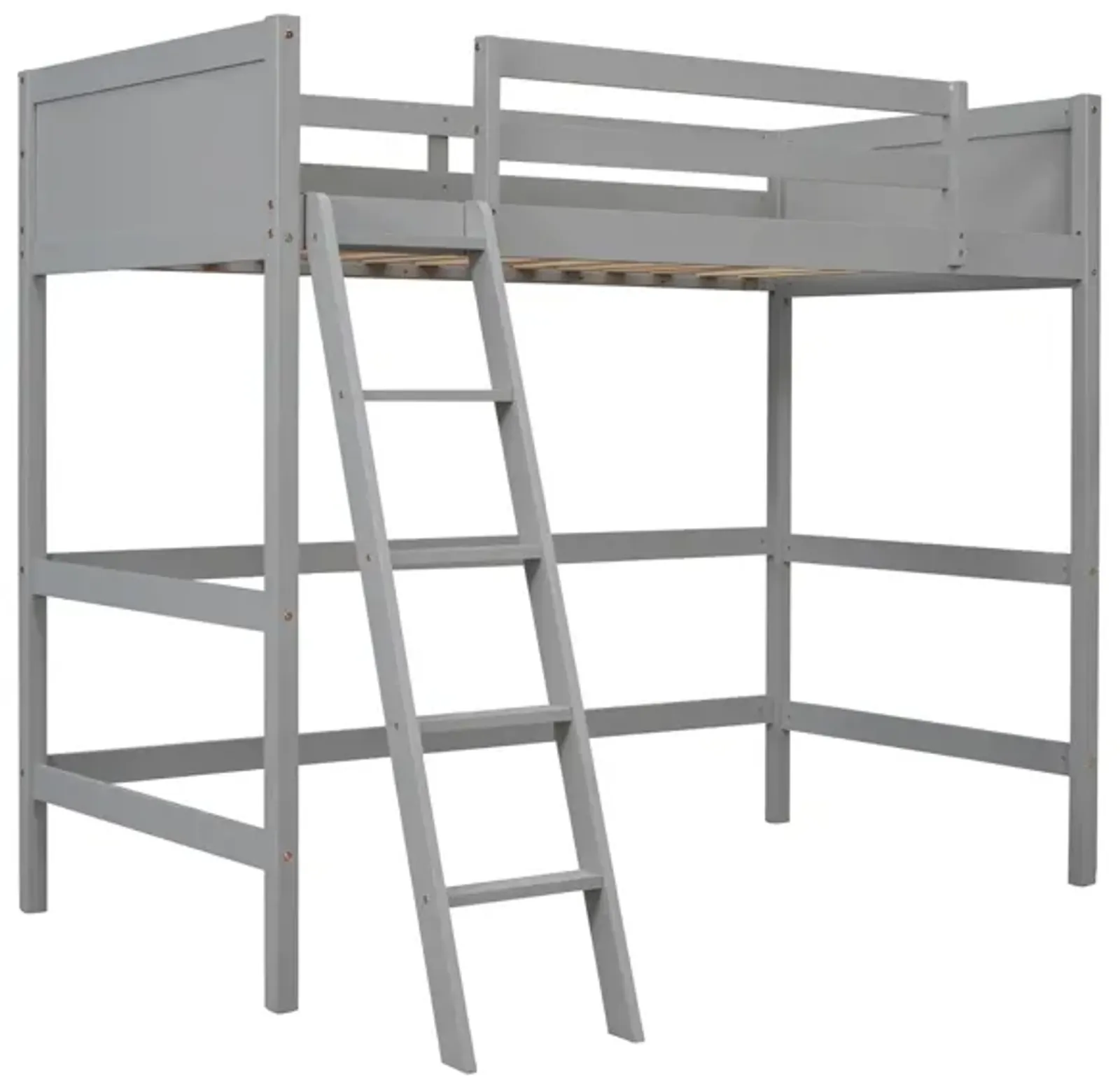 Solid Wood Twin Size Loft Bed with Ladder