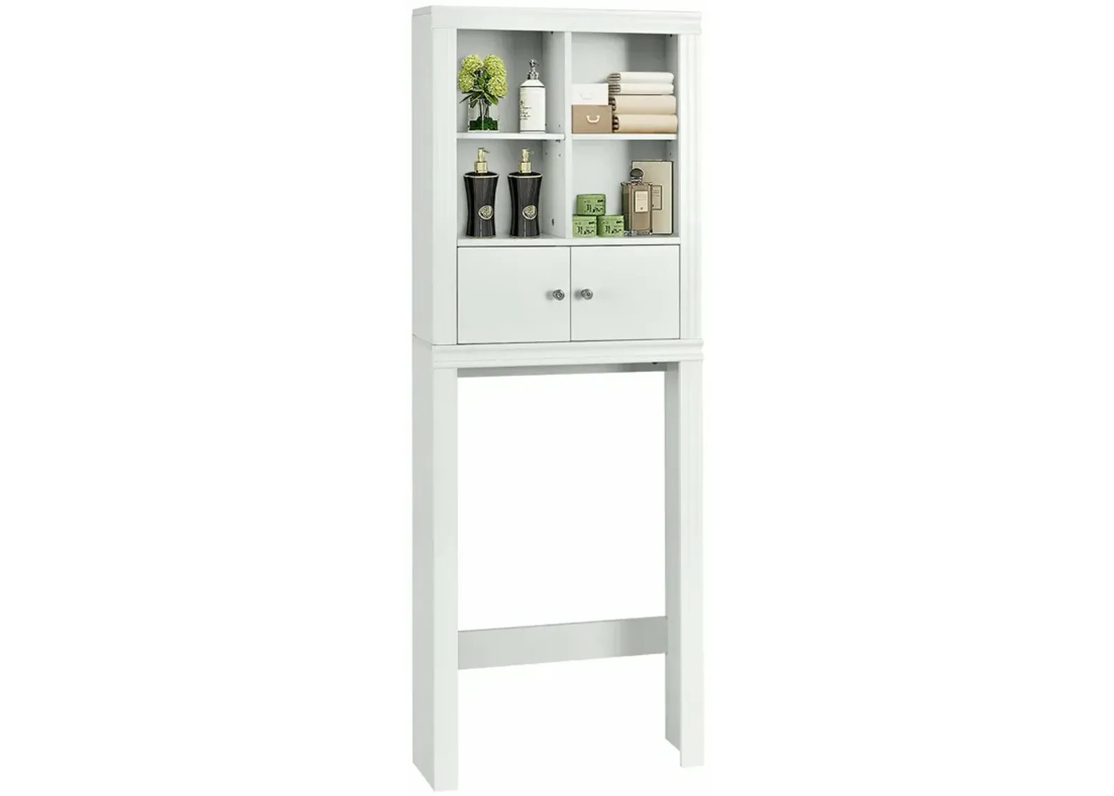 Costway Over the Toilet Storage Rack Bathroom Space Saver w/ Adjustable Shelf & Cabinet