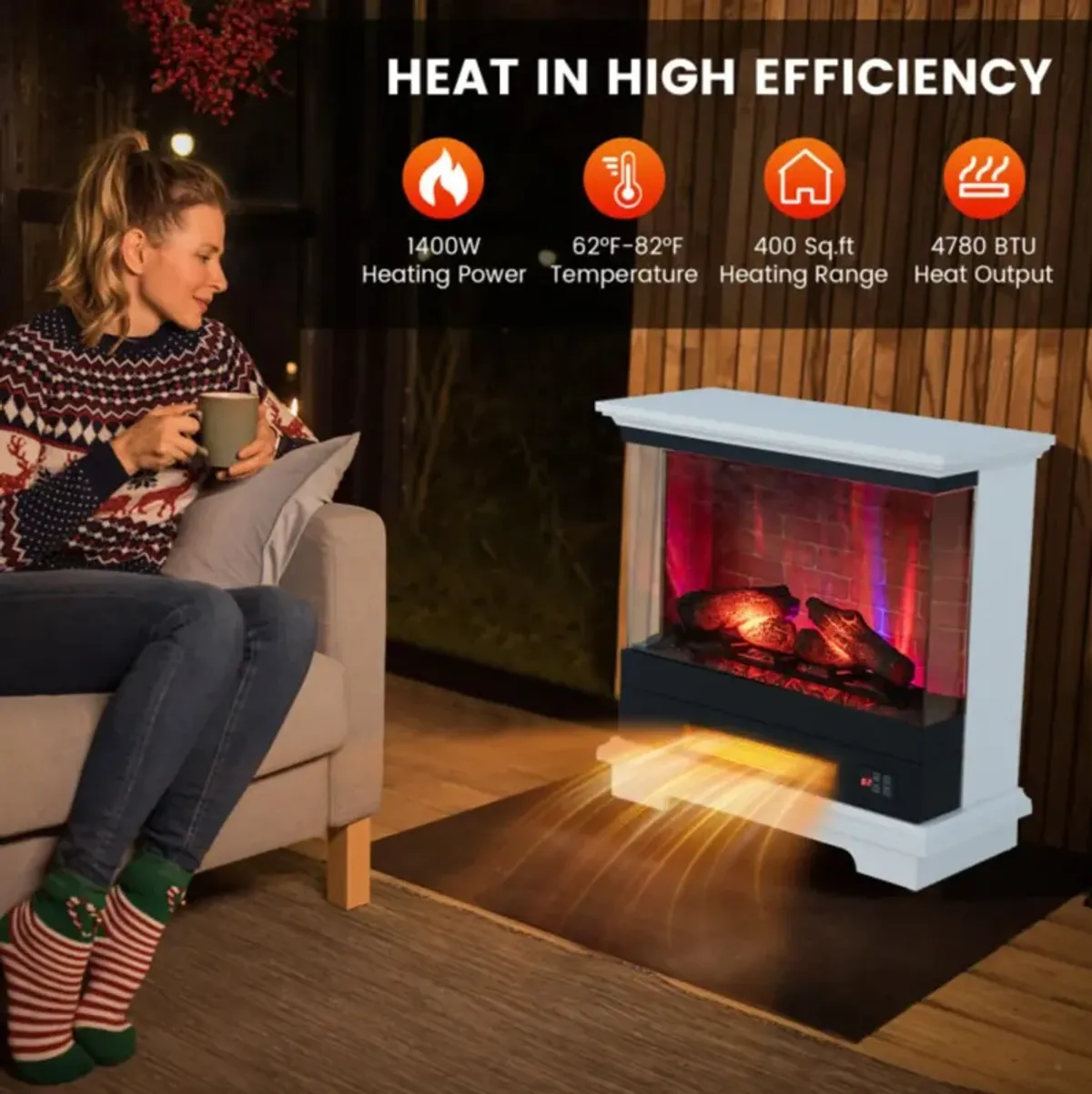 Hivvago 27 Inch Freestanding Fireplace with Remote Control