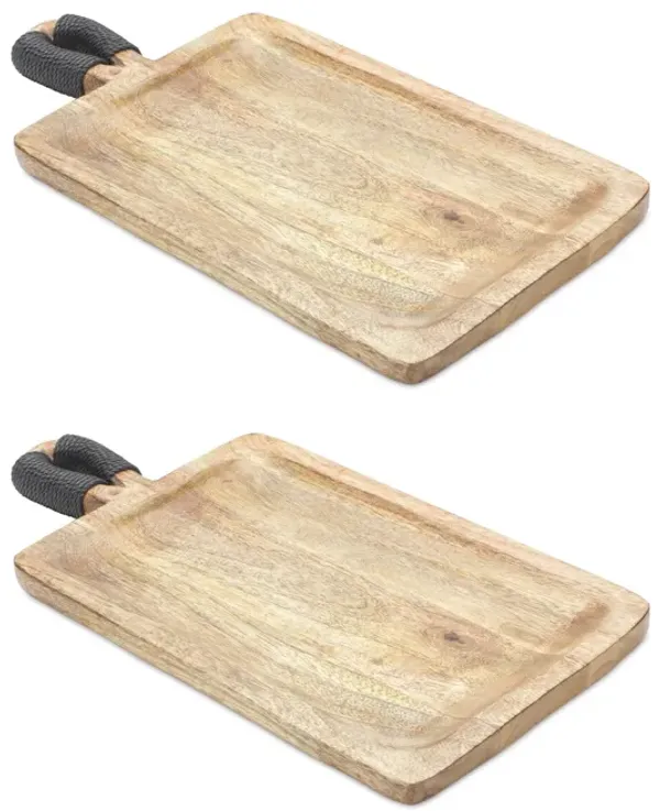 Tray (Set of 2)  15.75"L x 7.75"W x 1"H Mango Wood