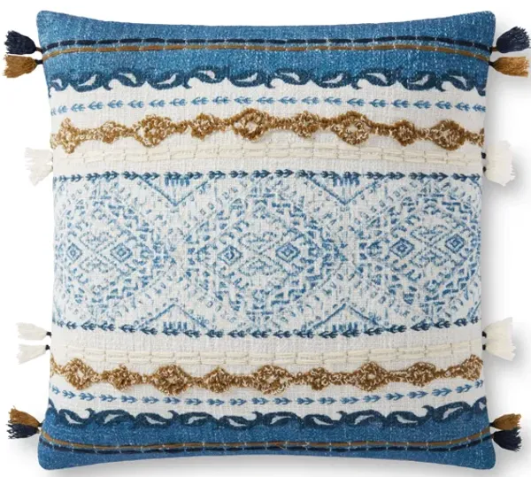 P0930 Blue/Natural 18"x18" Down Pillow