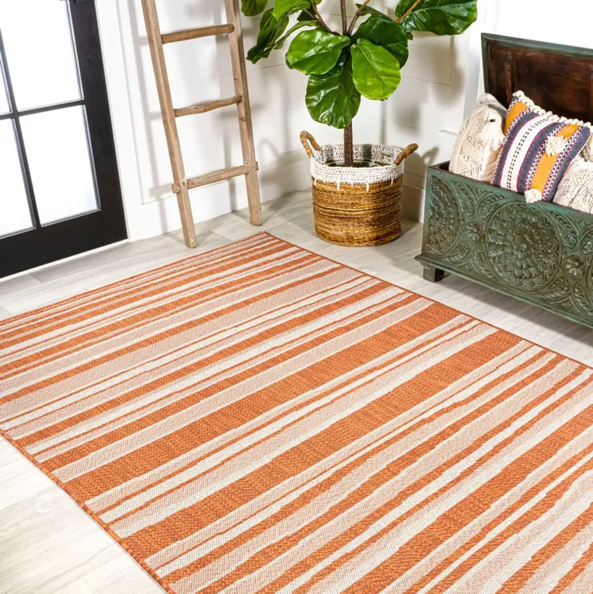 Castara Wavy Stripe Modern Indoor/Outdoor Area Rug