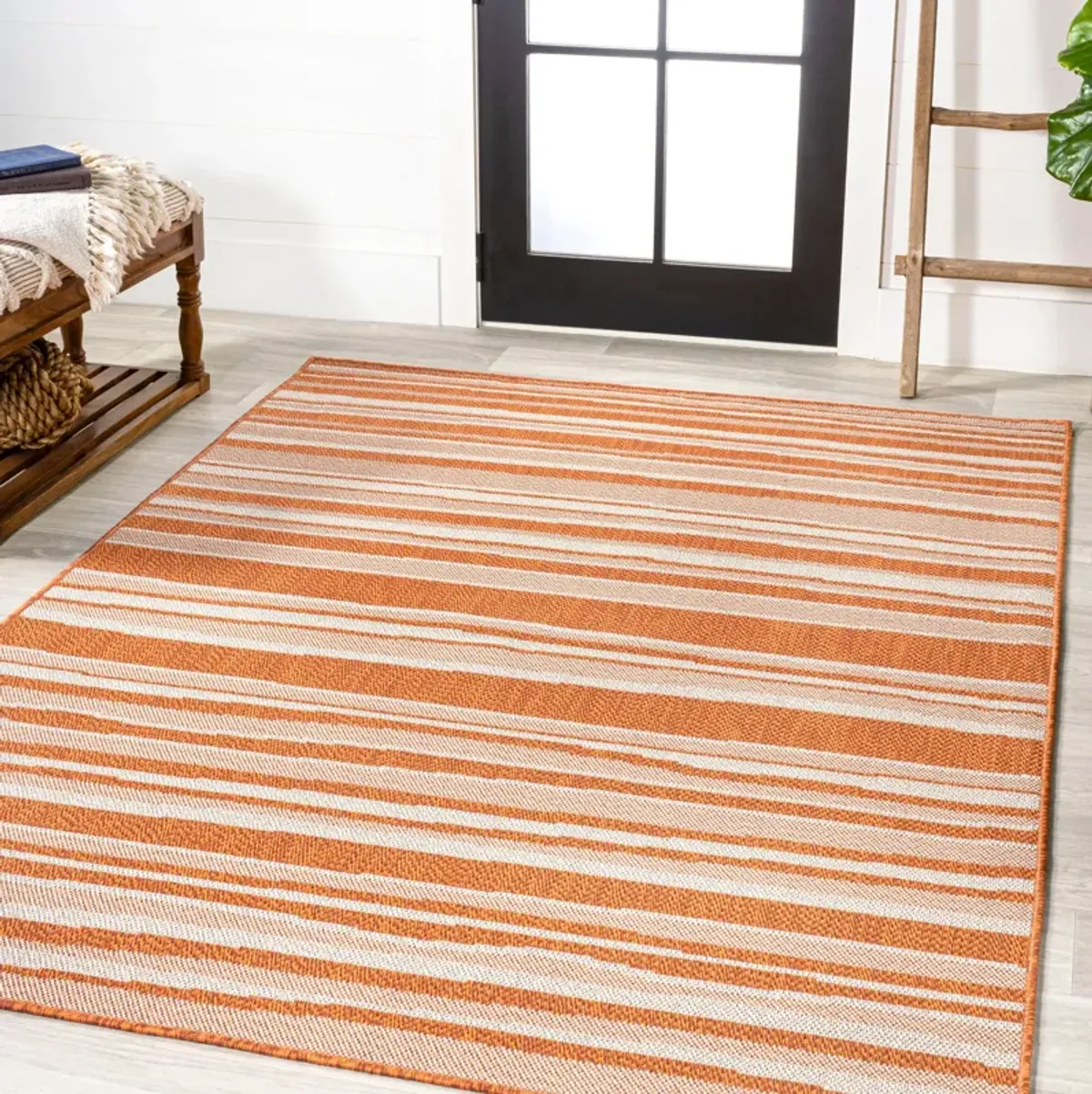 Castara Wavy Stripe Modern Indoor/Outdoor Area Rug