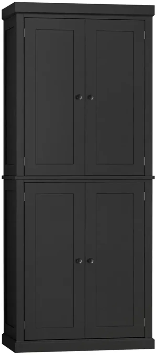 Black Storage Tower: 6-Tier Freestanding Cabinet with Shelves