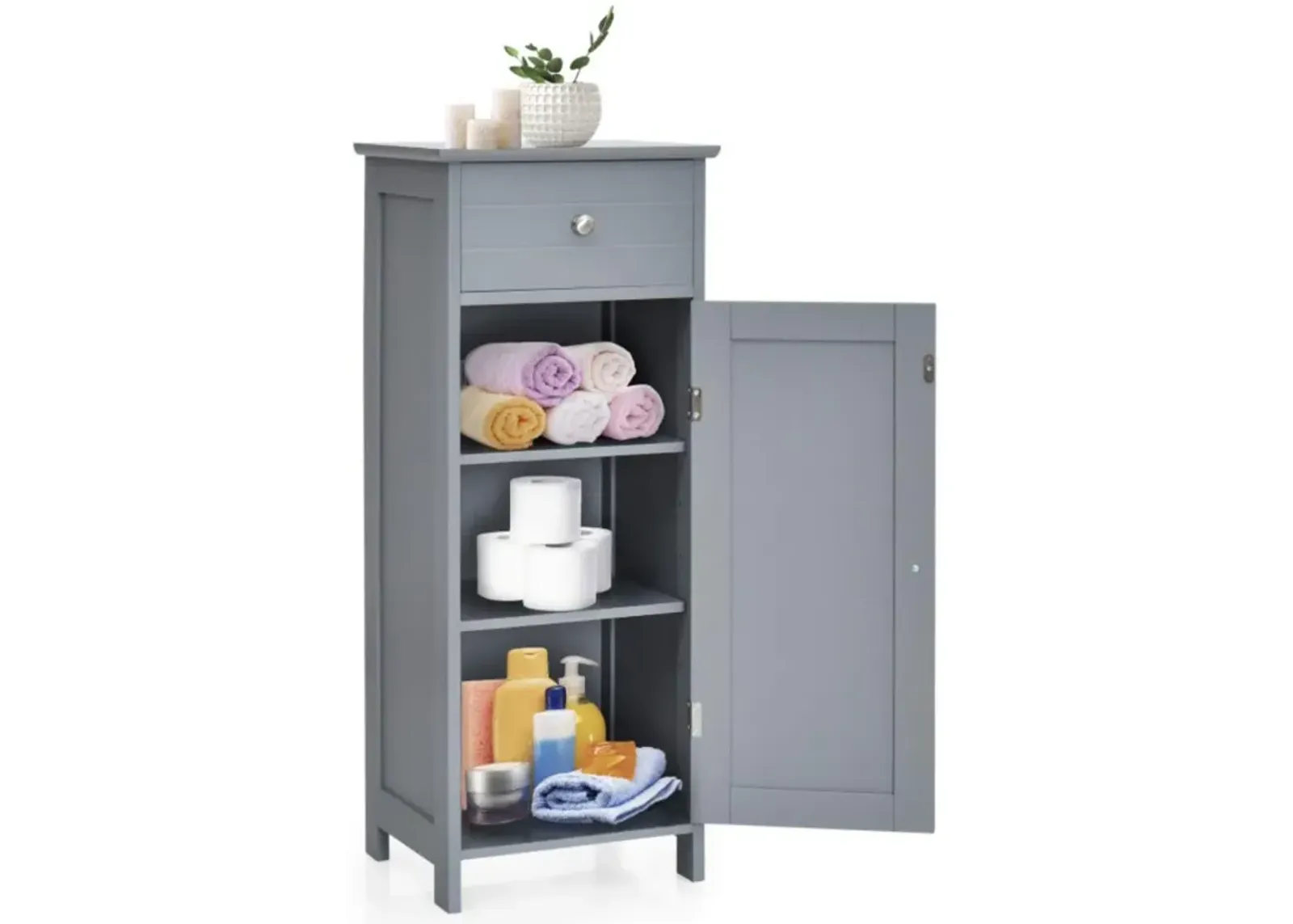 Hivvago Wooden Storage Free-Standing Floor Cabinet with Drawer and Shelf