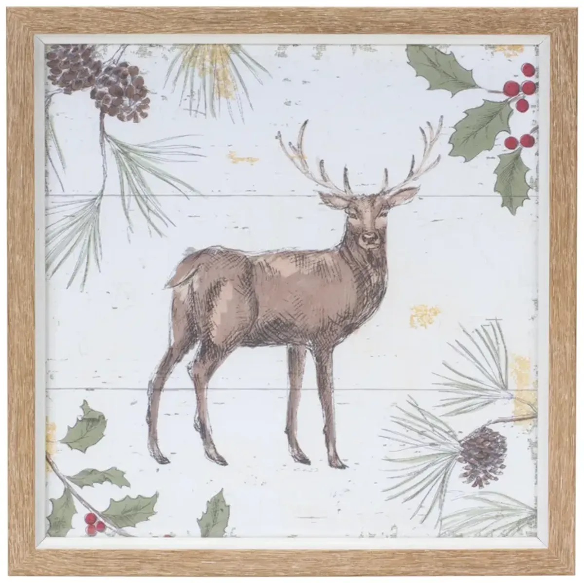 Framed Deer And Cardinal Bird Wall Art (Set of 2)