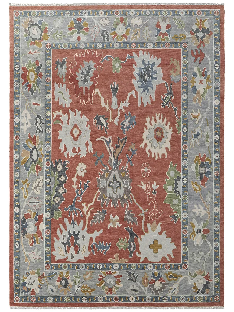 Karina 69G4F 7'9" x 9'9" Red/Gray/Ivory Rug