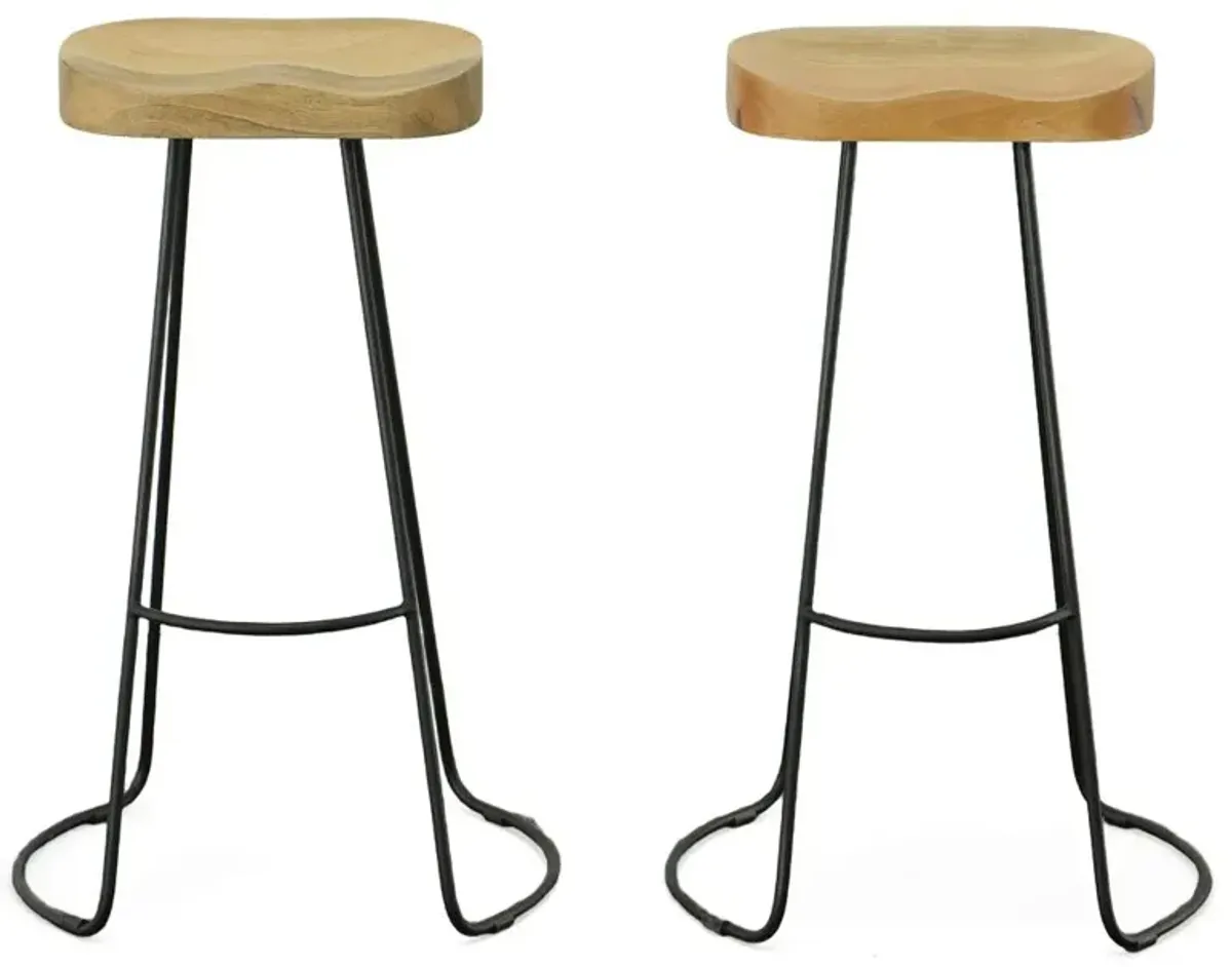 Carolina Living Saga 31 Barstool - Set of 2 - Natural Seat - Black Base