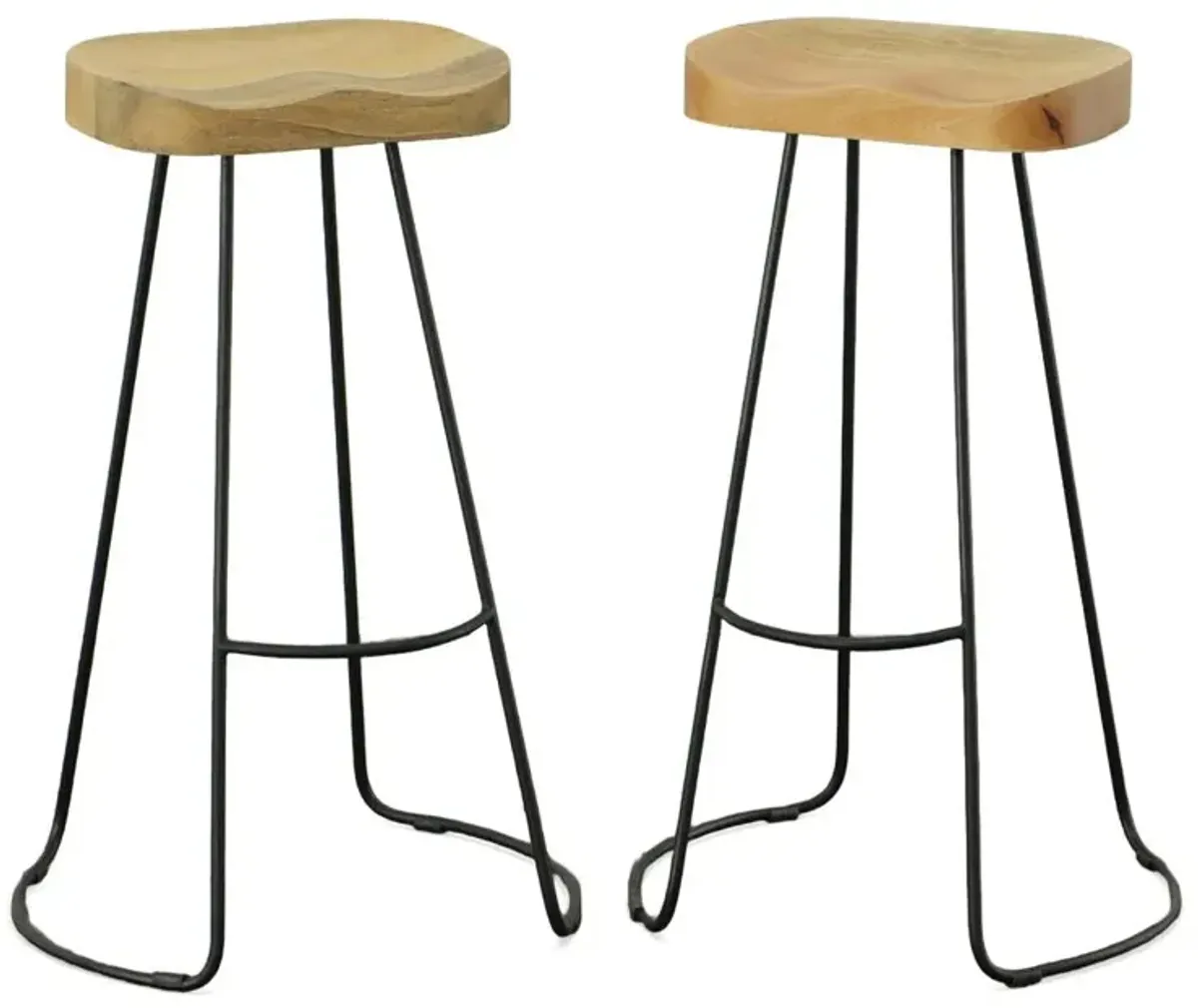 Carolina Living Saga 31 Barstool - Set of 2 - Natural Seat - Black Base