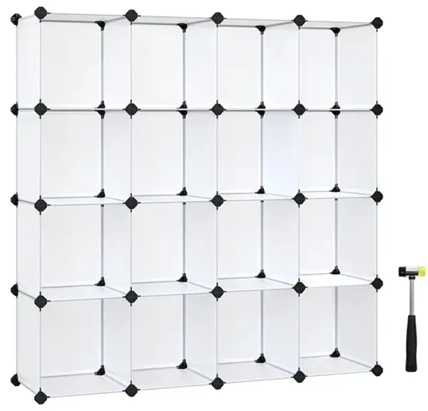 Space-Saving 16-Cube Plastic Shoe Rack – Shoe Storage Organizer