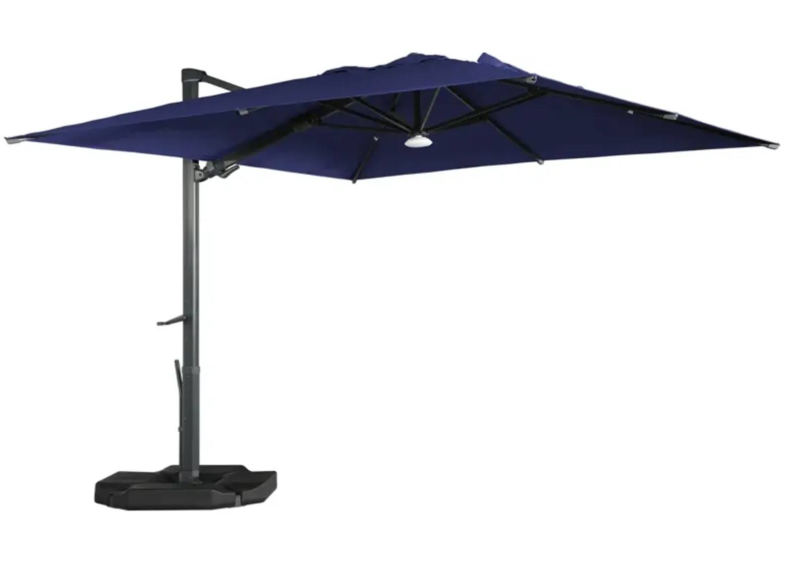 MONDAWE 10ft Square Solar LED Cantilever Patio Umbrella with Included Base Stand & Bluetooth Light