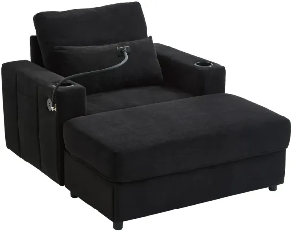 Modern Style Armchair Chaise Lounge Sofa Couch with a Movable Storage Ottoman