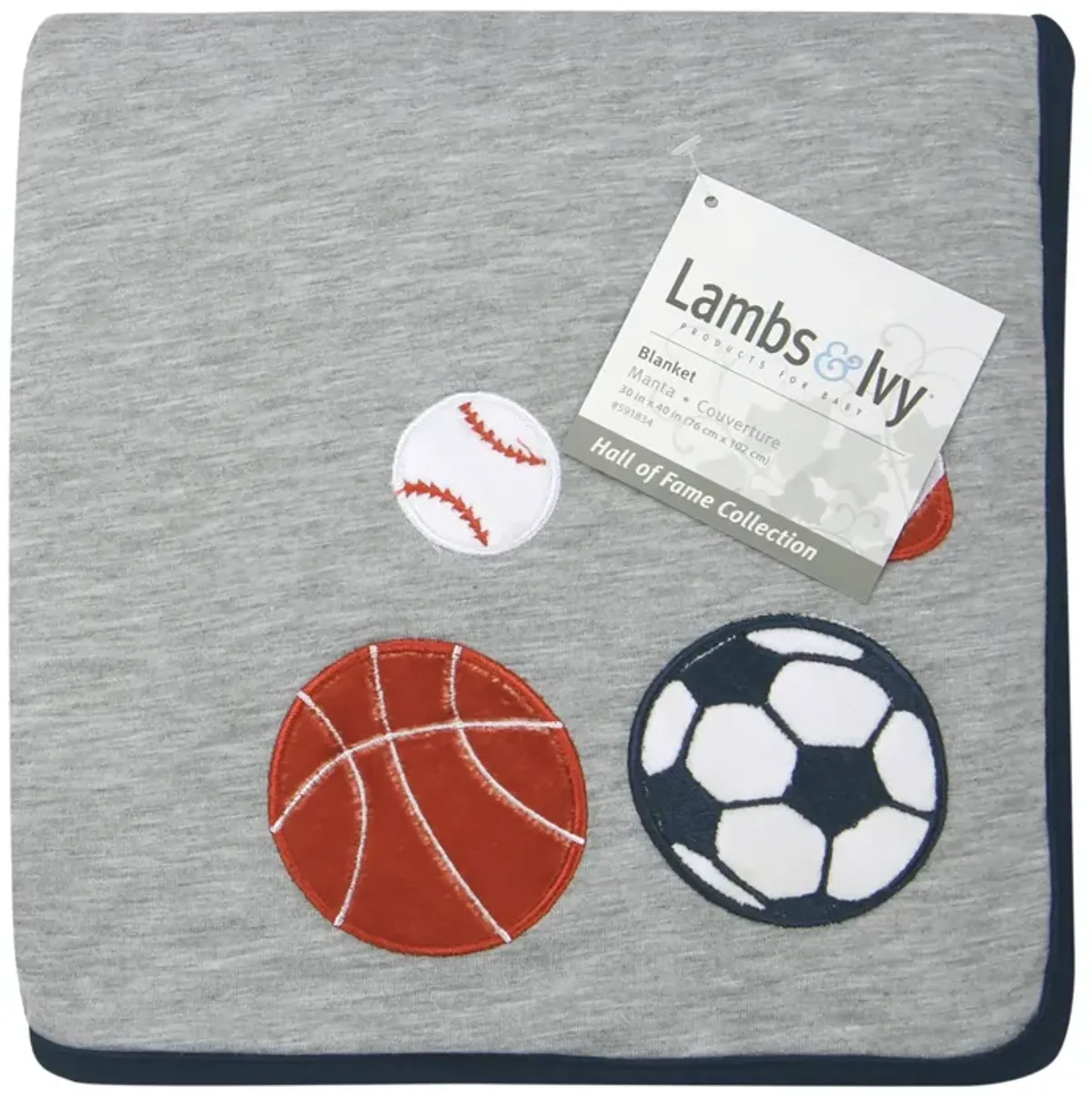 Lambs & Ivy Hall of Fame Sports Jersey/Faux Shearling Cozy Baby Blanket