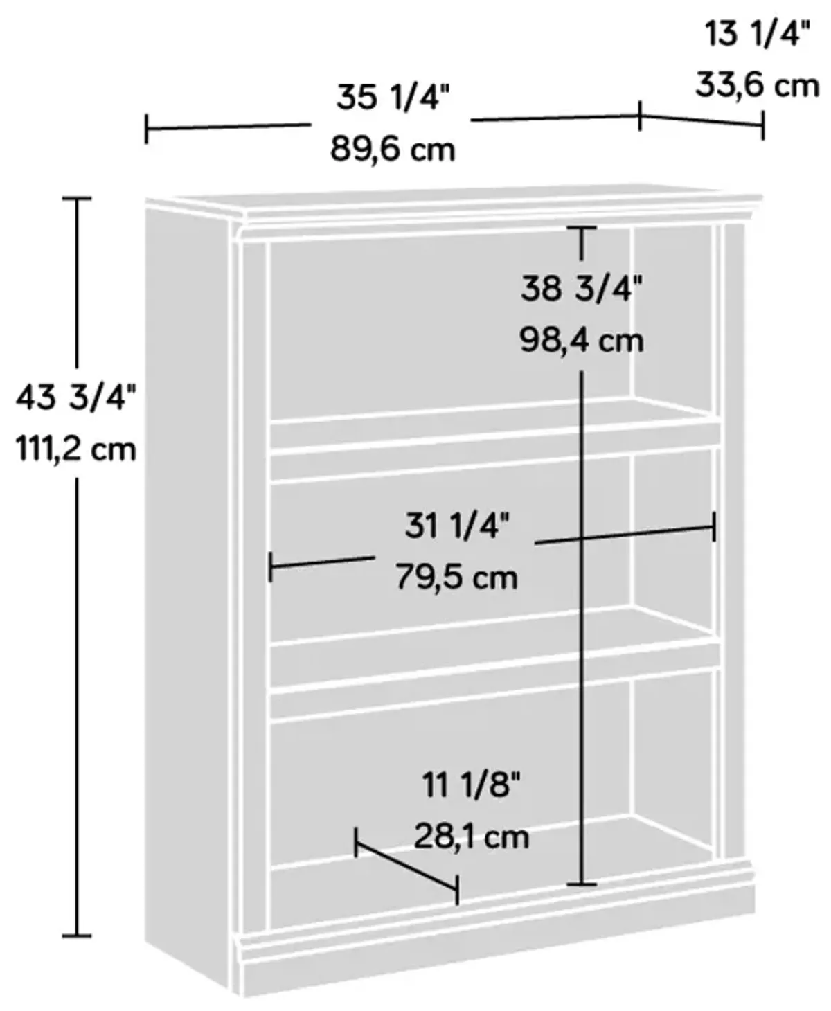 Sauder Select 3-Shelf Bookcase