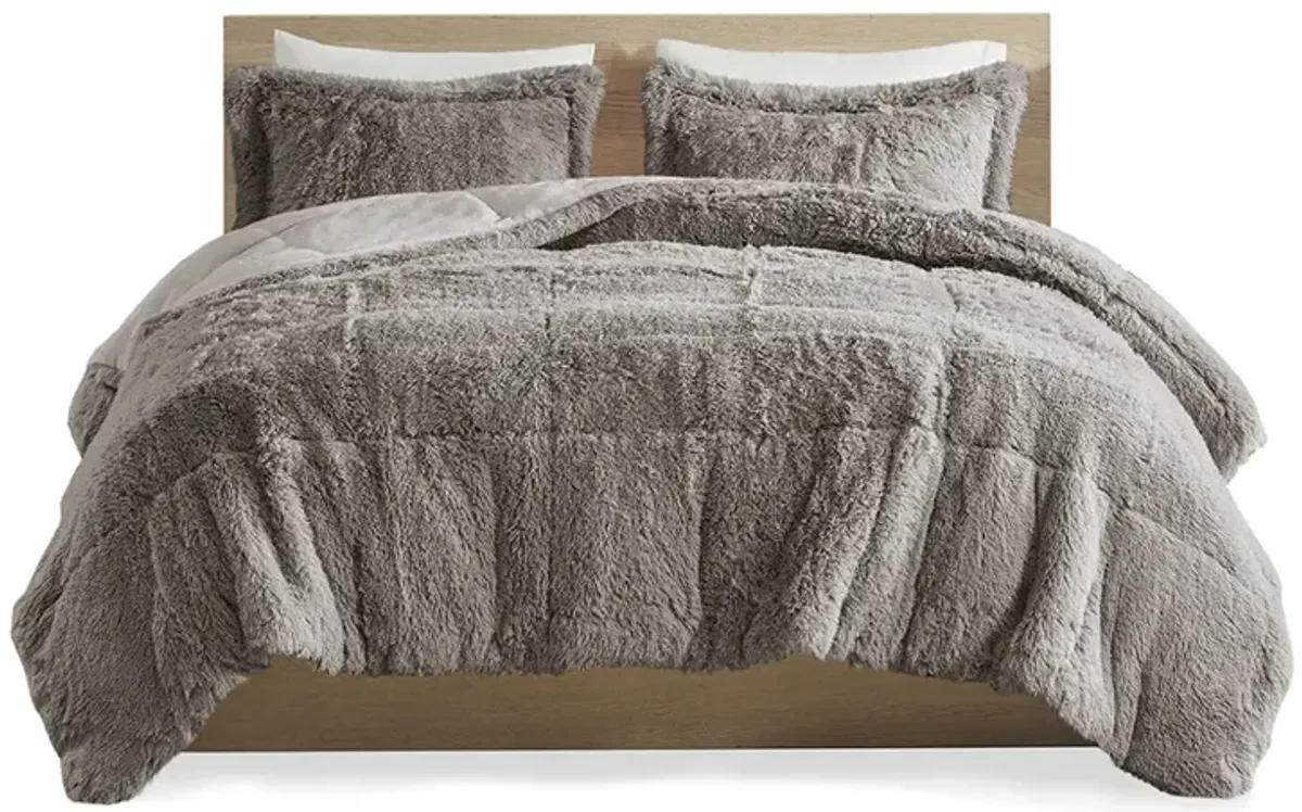 Gracie Mills Susie Contemporary Shaggy Long Fur Comforter Set