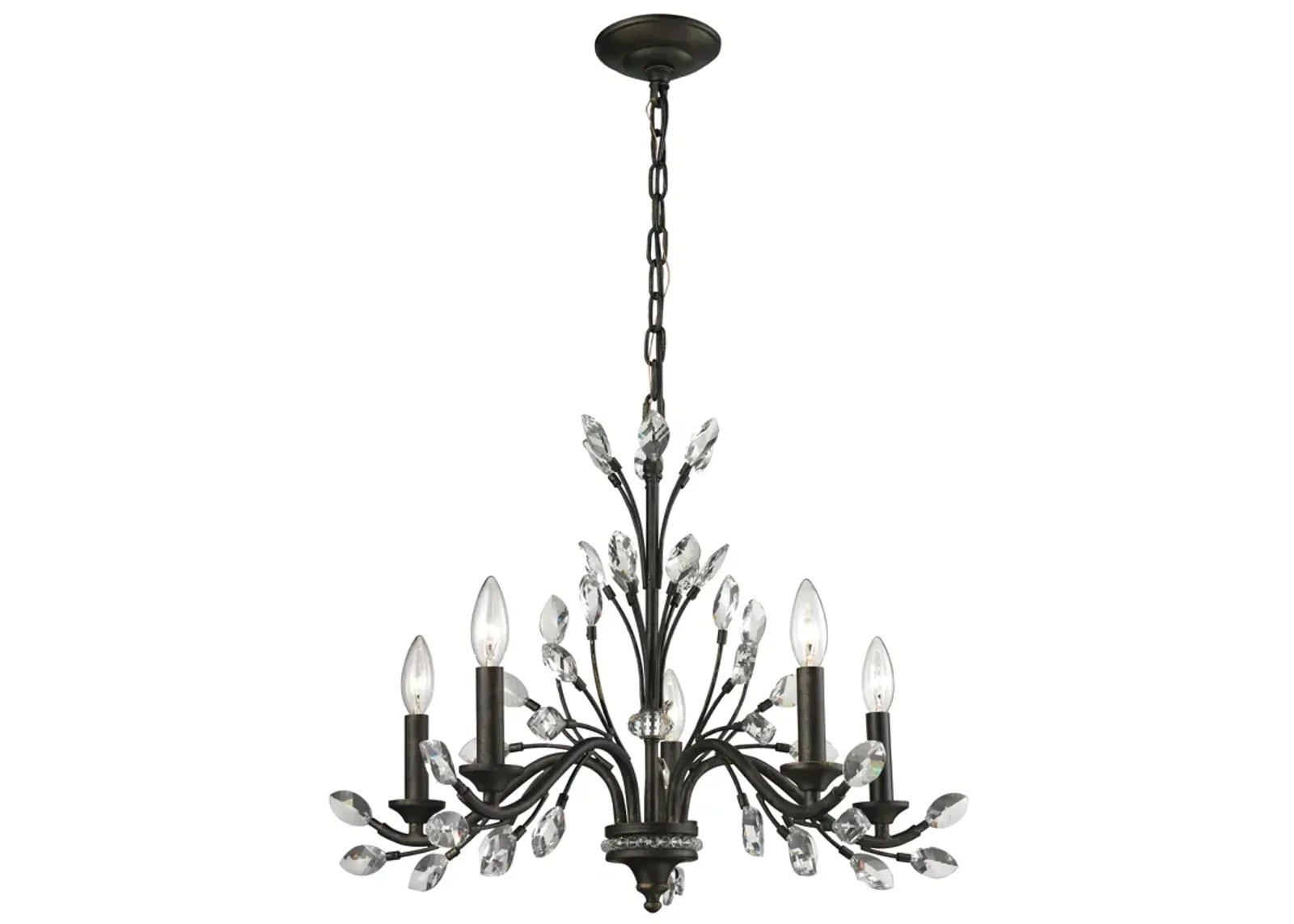 Crystal Branches 25'' Wide 5-Light Chandelier