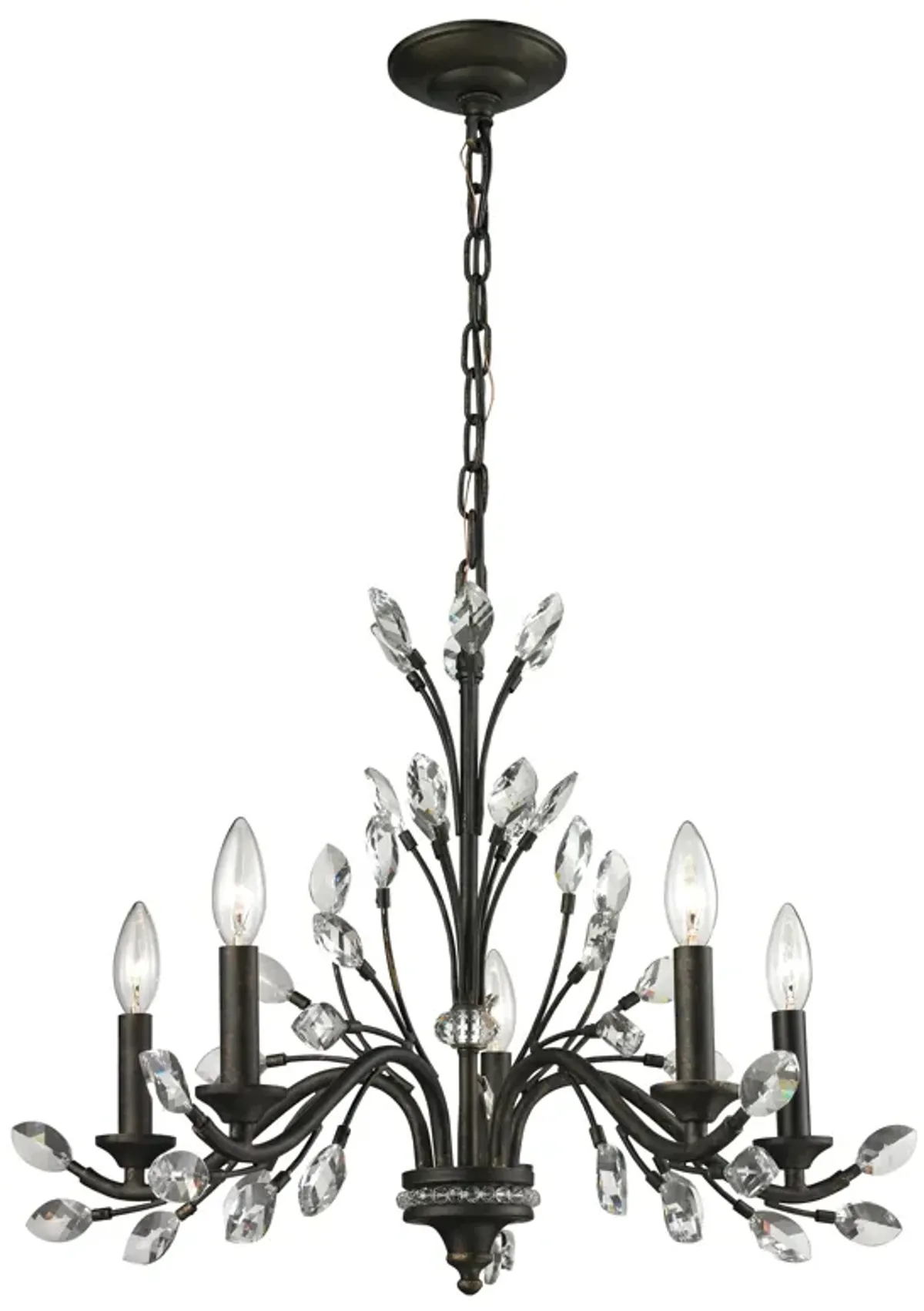 Crystal Branches 25'' Wide 5-Light Chandelier