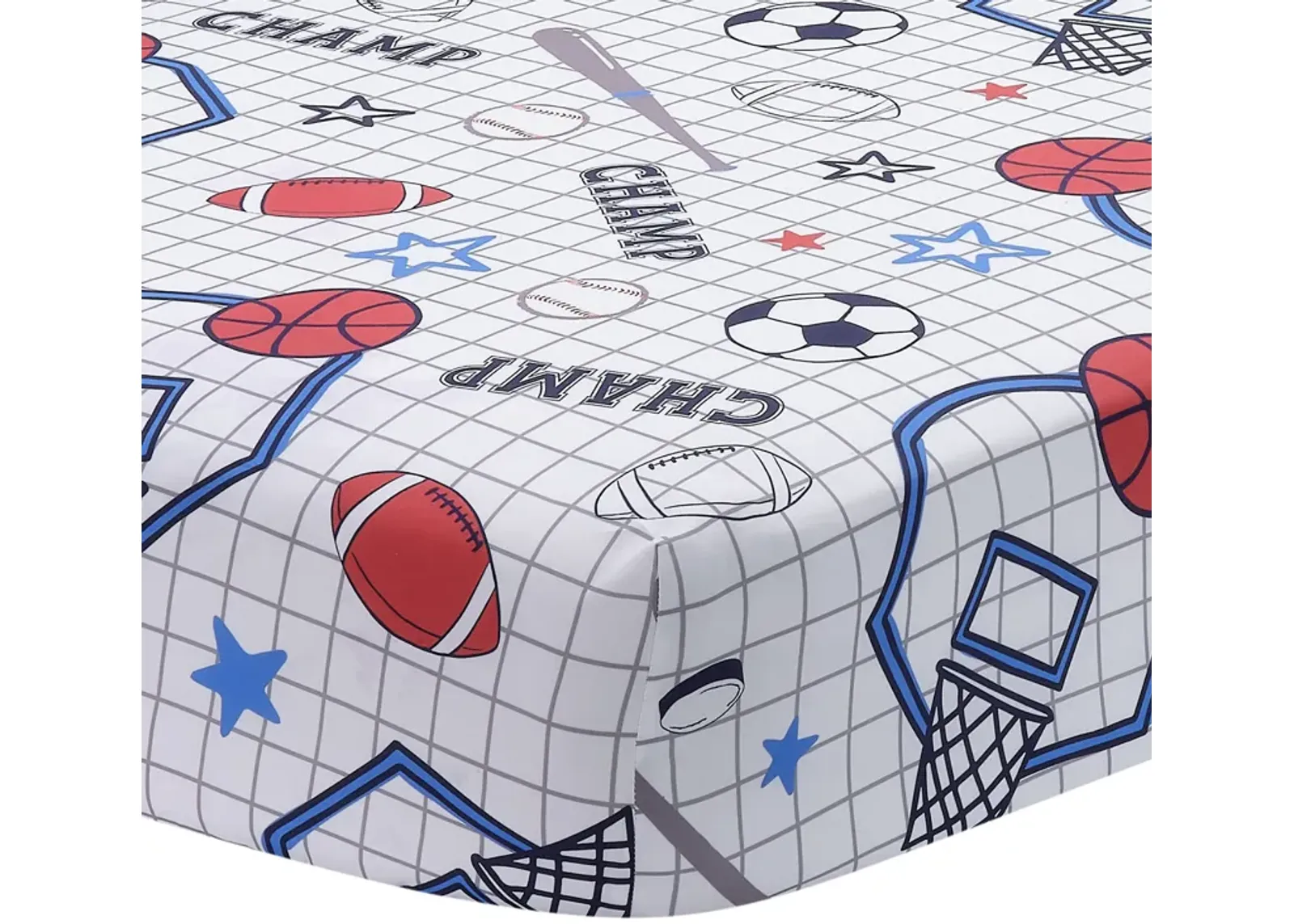 Lambs & Ivy Baby Sports 100% Cotton Fitted Crib Sheet - Football/Basketball