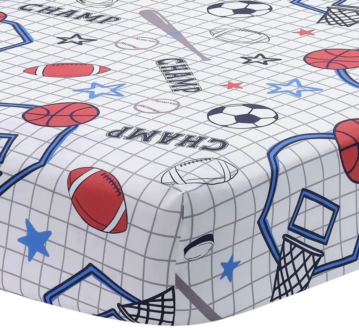 Lambs & Ivy Baby Sports 100% Cotton Fitted Crib Sheet - Football/Basketball