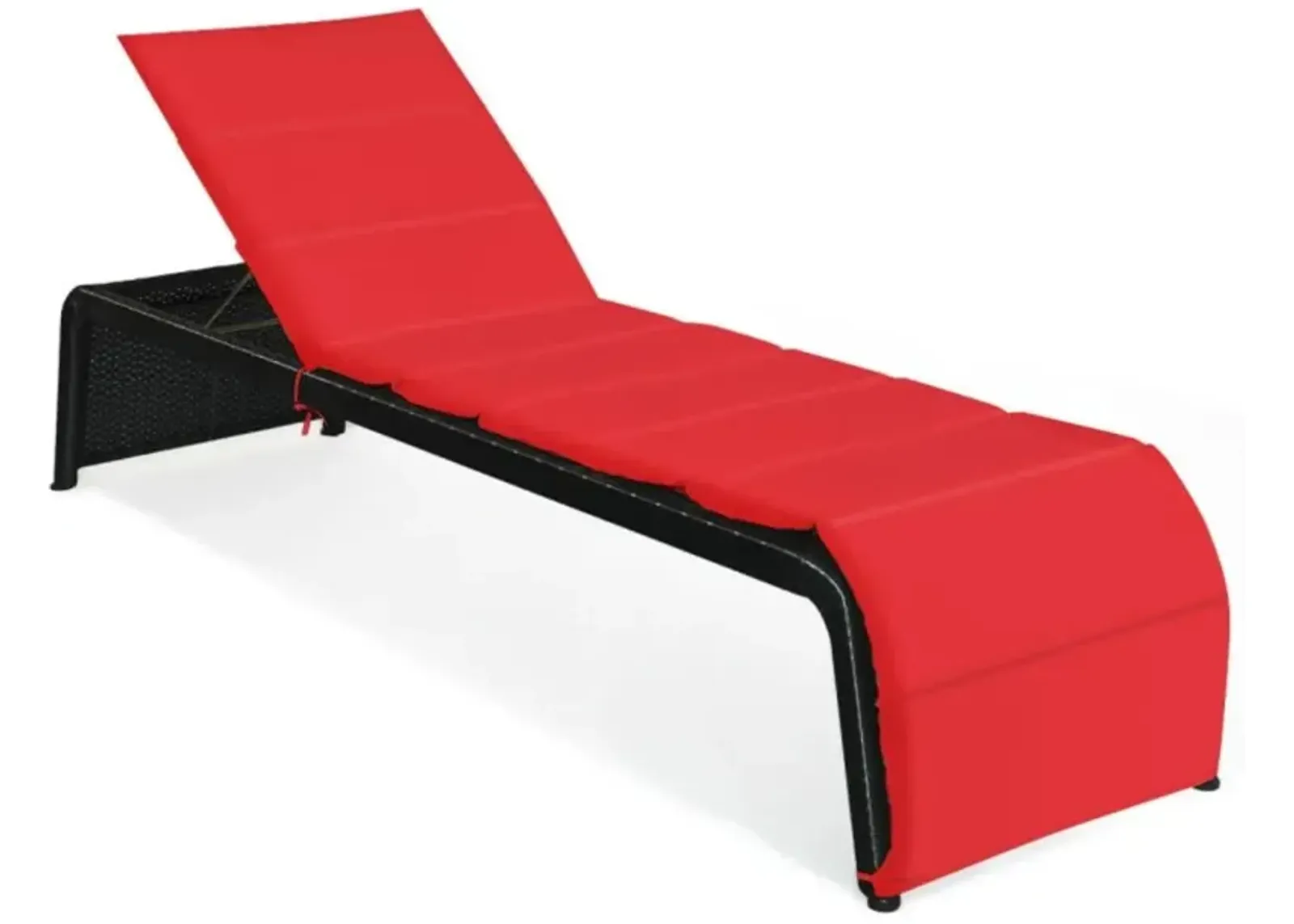 Hivvago Adjustable Patio Rattan Lounge Chair with Cushioned