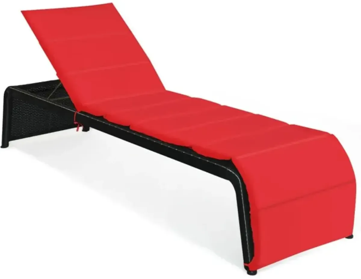 Hivvago Adjustable Patio Rattan Lounge Chair with Cushioned