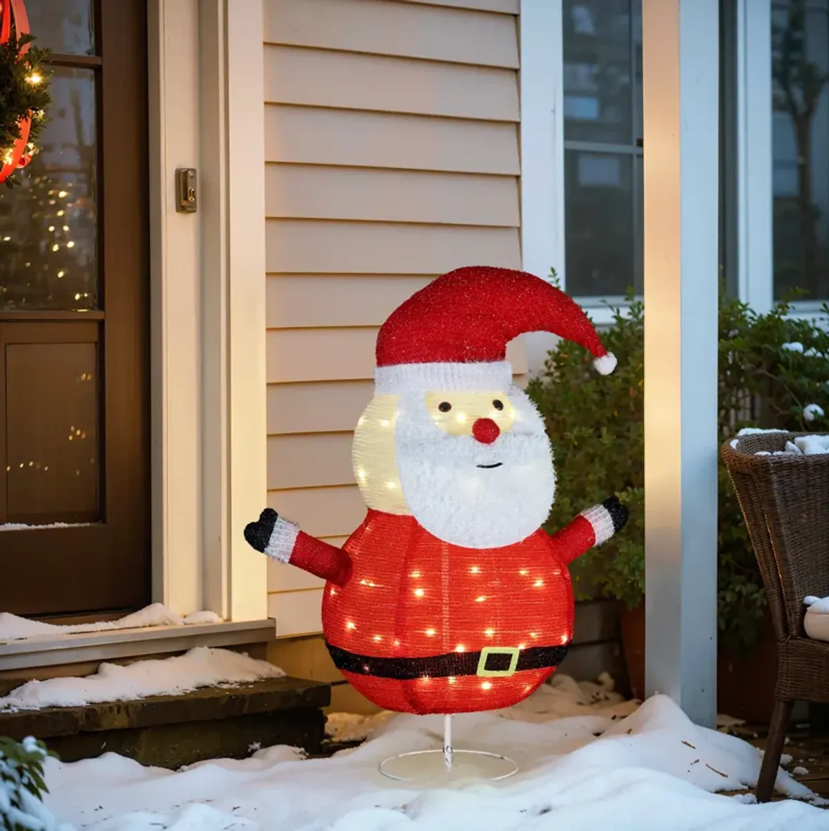 LuxenHome Santa Claus Lighted Globe 29.9-Inch Tall Indoor and Outdoor Holiday Decoration