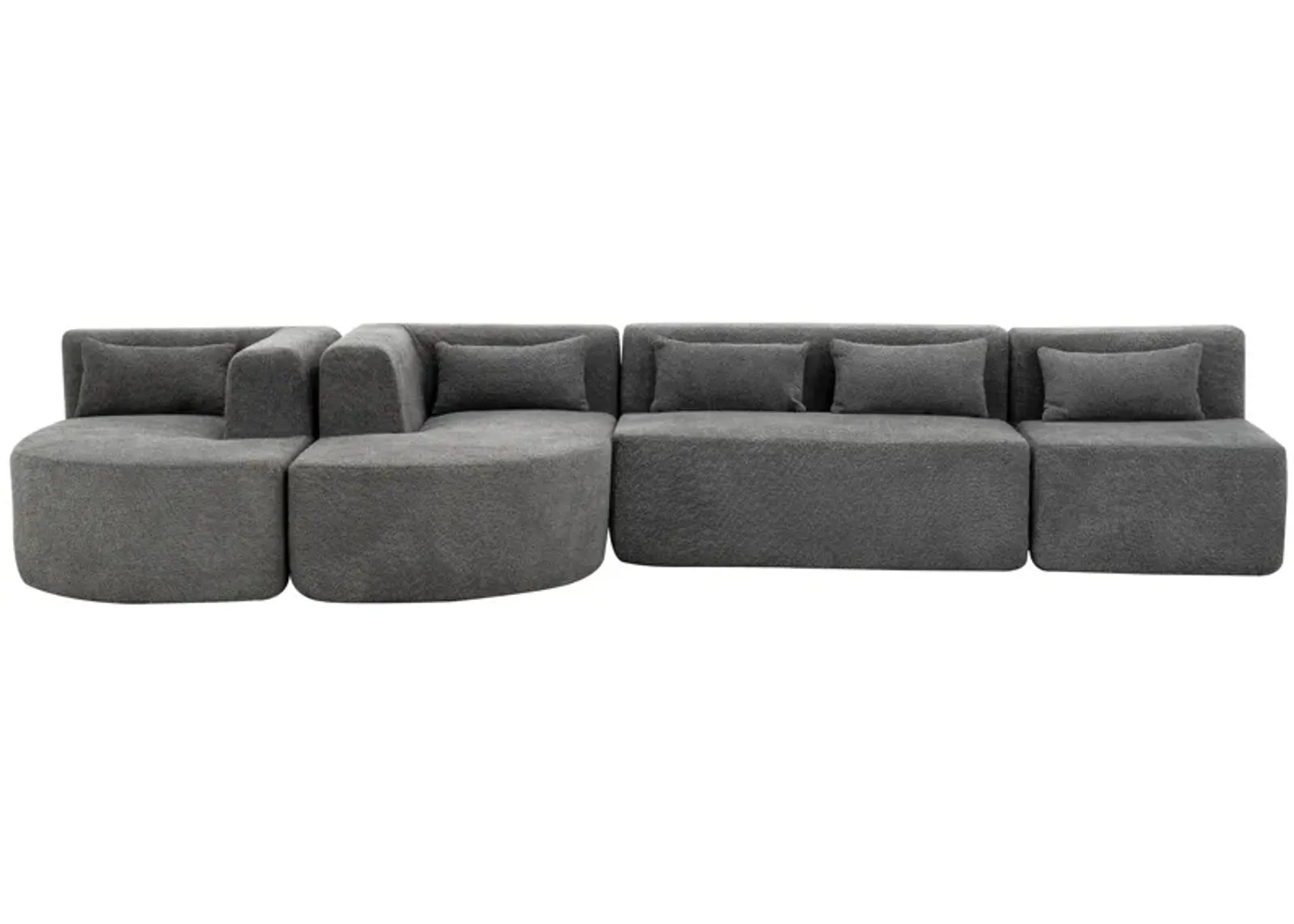 Merax Boucle Fabric Sofa Couch with Chaise Lounge