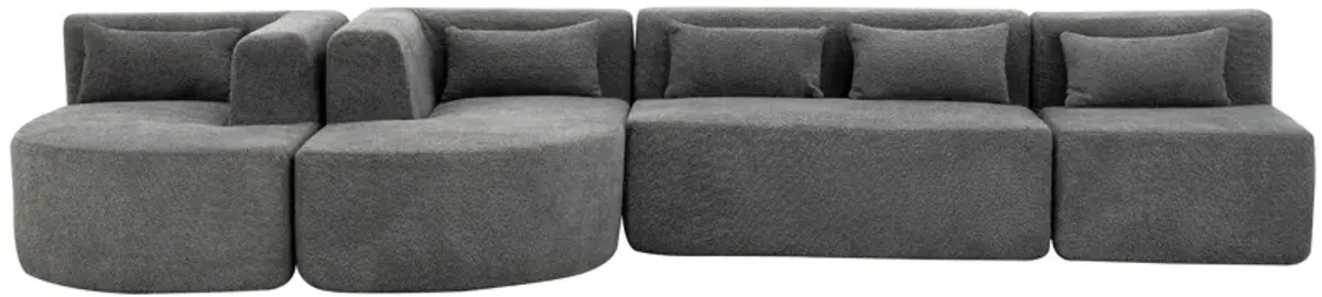 Merax Boucle Fabric Sofa Couch with Chaise Lounge