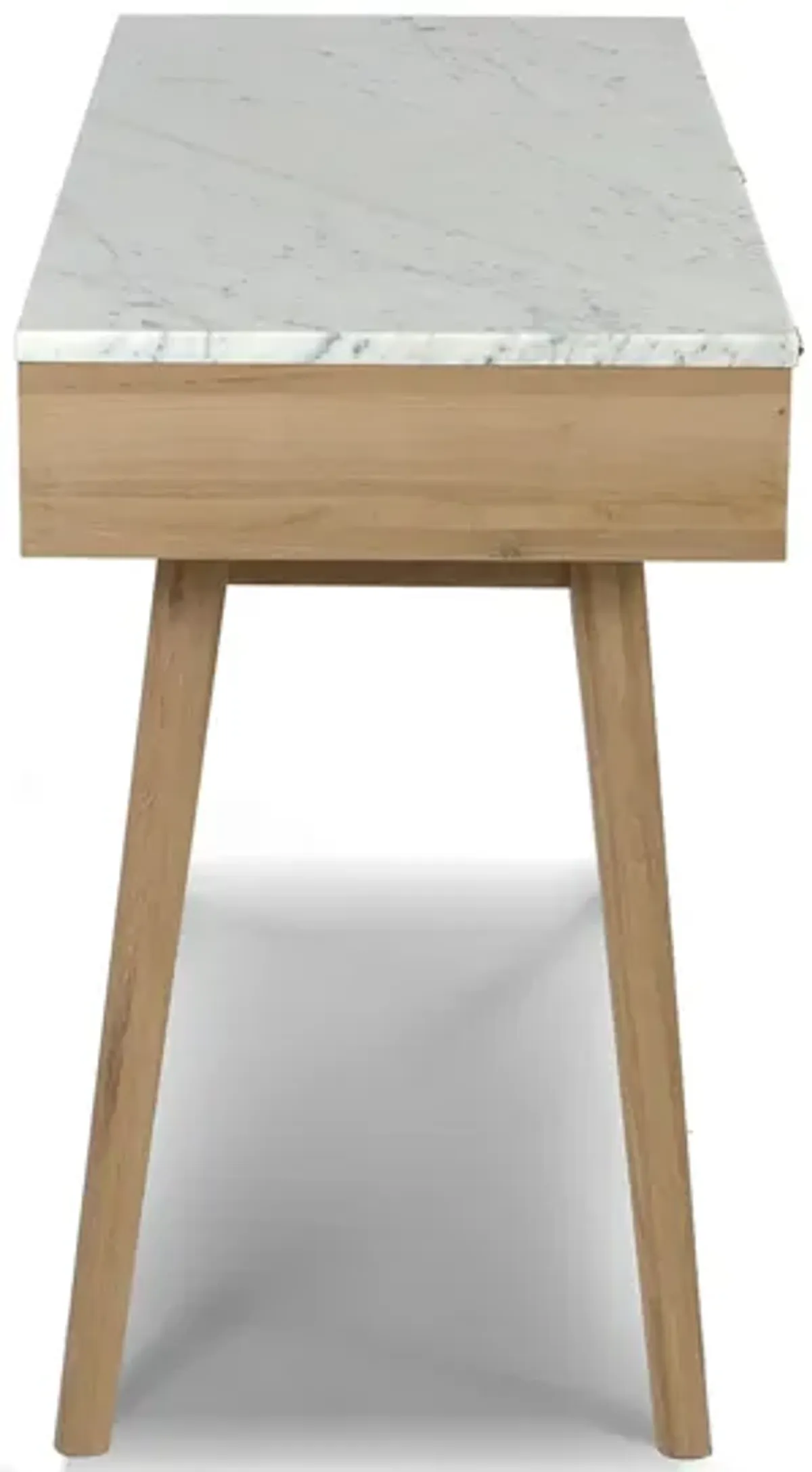 Viola 44" Rectangular Italian Carrara White Marble Writing Desk with Walnut Leg